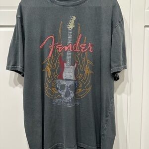 Lucky Brand Fender Gray Graphic T-Shirt for Men,guitar,skulls,XXL,cotton